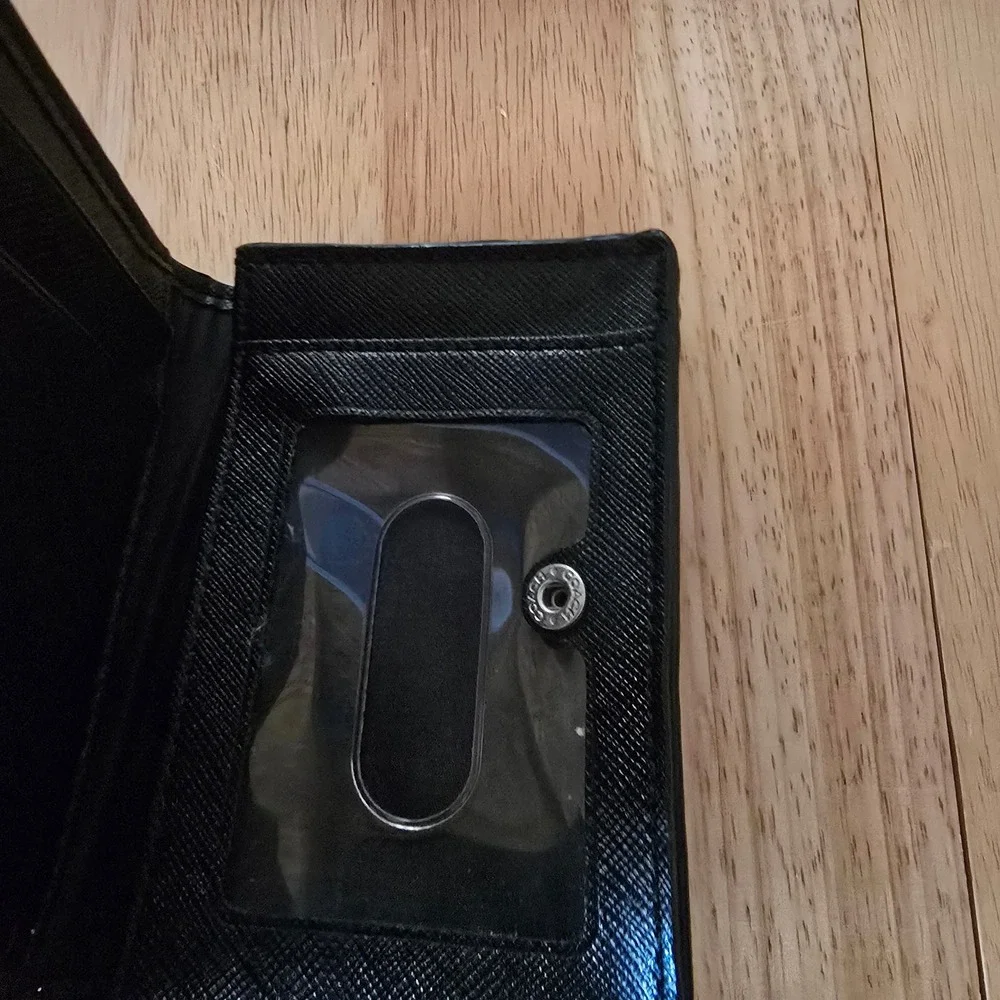 Coach Saffiano Leather Bifold Card Case Wallet  Black Classic Minimalist